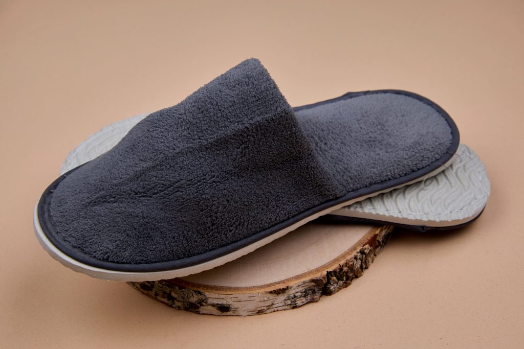 Тапочки махровые серые, подошва 5 мм