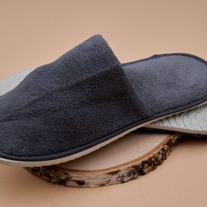 Тапочки махровые серые, подошва 5 мм