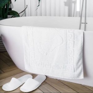 Махровое полотенце для ног Люкс с узорами 50×80 см — 21S, производство Китай. Белое