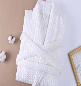 Вафельный халат белый, 100% хлопок, премиум качество, размер XXL