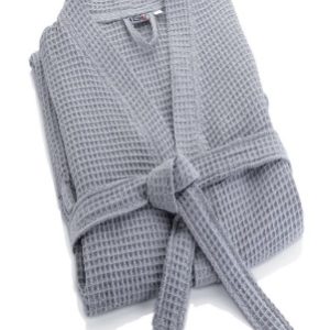 Вафельный халат серый, 100% хлопок, премиум качество, размер XXL