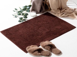 Коричневое махровое полотенце для ног с узором 50×70 см — плотность 500 г/м², производство Ташкент