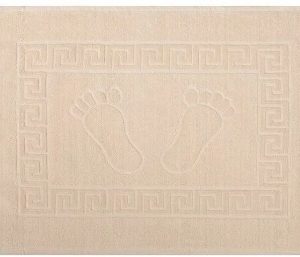 Пудрово-персиковое махровое полотенце для ног с узором 50×70 см — плотность 500 г/м², производство Ташкент