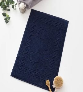 Тёмно-синее махровое полотенце для ног с узором 50×70 см — плотность 500 г/м², производство Ташкент