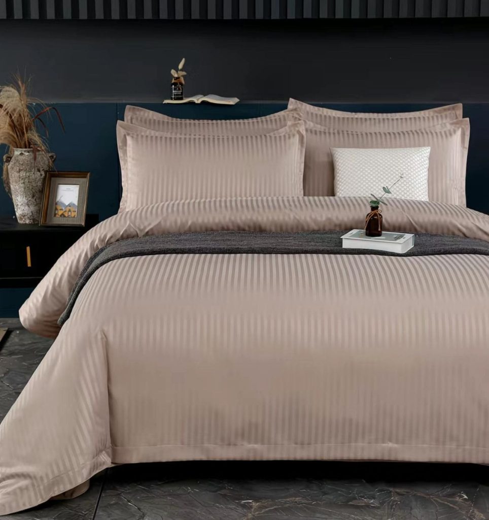 Постельный комплект 2-х  «Золотой Песок Страйп-сатин Евра Плюс» — Люкс качество